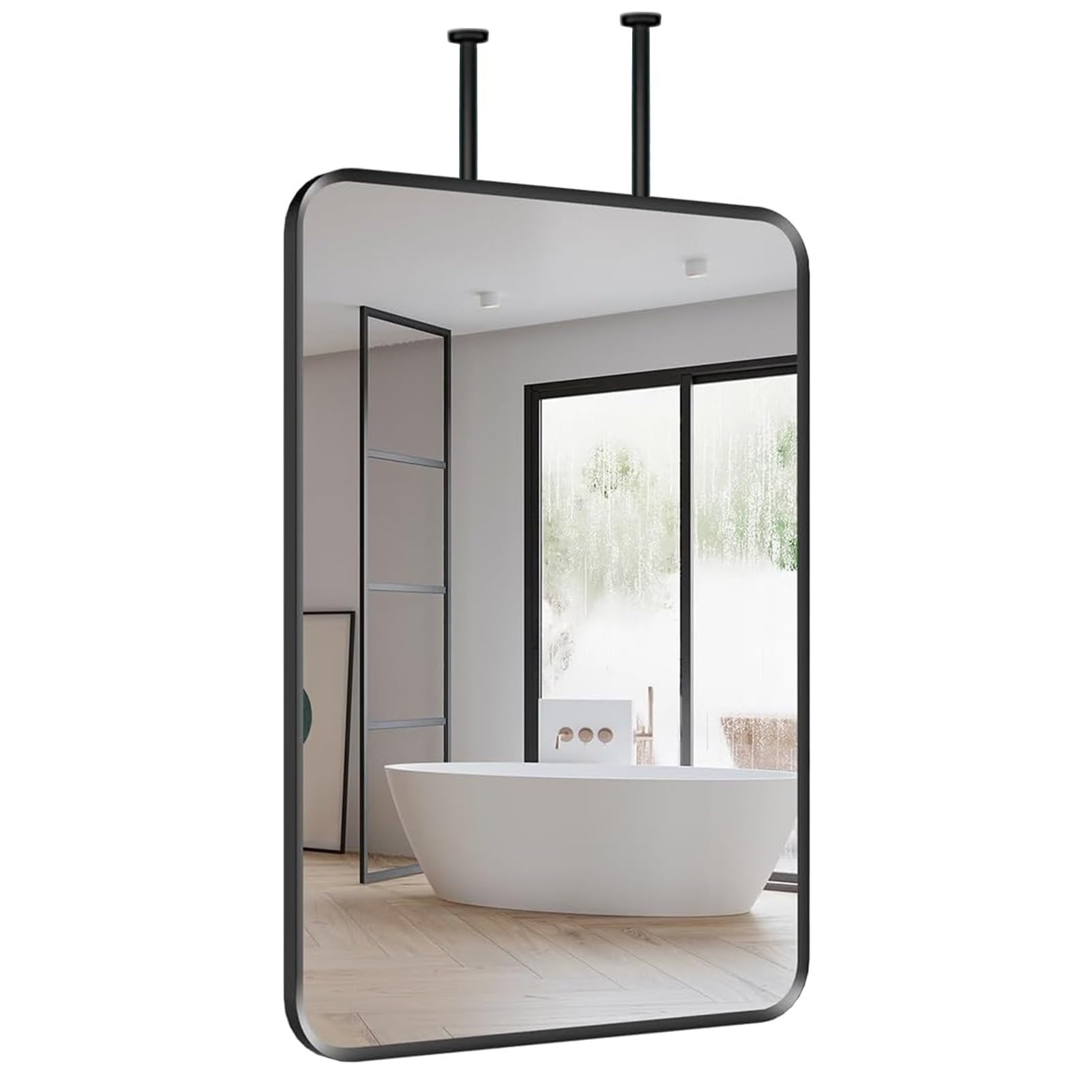 FGXHHS Rectangular Wall Mirror for Bathroom, HD Vanity with Black Metal Frame, Vertically Hanging Home Decor Mirrors Living Room, Bathroom - Boom Can Be Customizable (Size : 40x70cm)