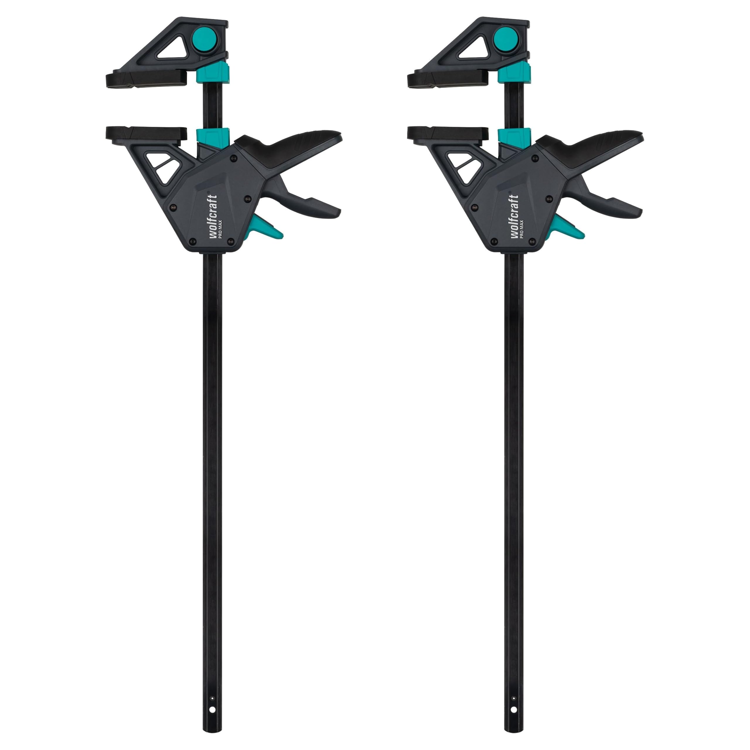 wolfcraft 2 zaciski jednoręczne PRO MAX I 8662060 I siła mocowania 250 kg dla najwyższych wymagań zawodowych I wysoka siła trzymania I rozpiętość 450 mm I Made in Europe