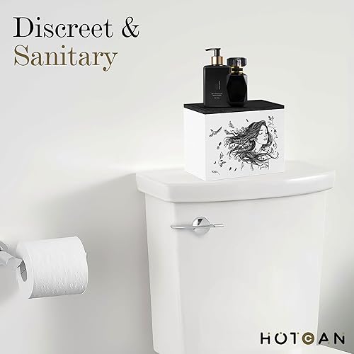 Miniatura 2 de Discreto soporte de tampón para baño con tapa de bandeja de tocador, organizador de tampones para baño para montaje en pared o encimera, dispensador