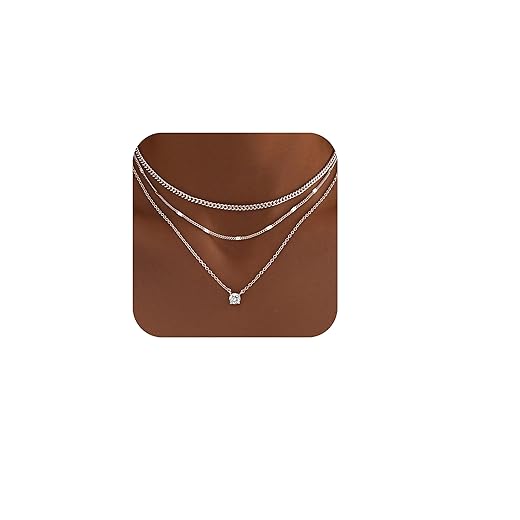 WomenGifts Layered Gold Necklaces for Women, 14K Gold Sterling Silver Plated Dainty Pendant Necklace Set Non Tarnish, Chunky Stackable Cuban Chain Choker, Trendy Personalized Birthstone Jewelry Gift for Mom