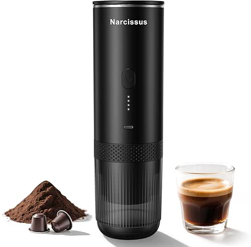 Narcissus Portable Electric Espresso Machine for Travel, 86.6 Watt 2-In-1
