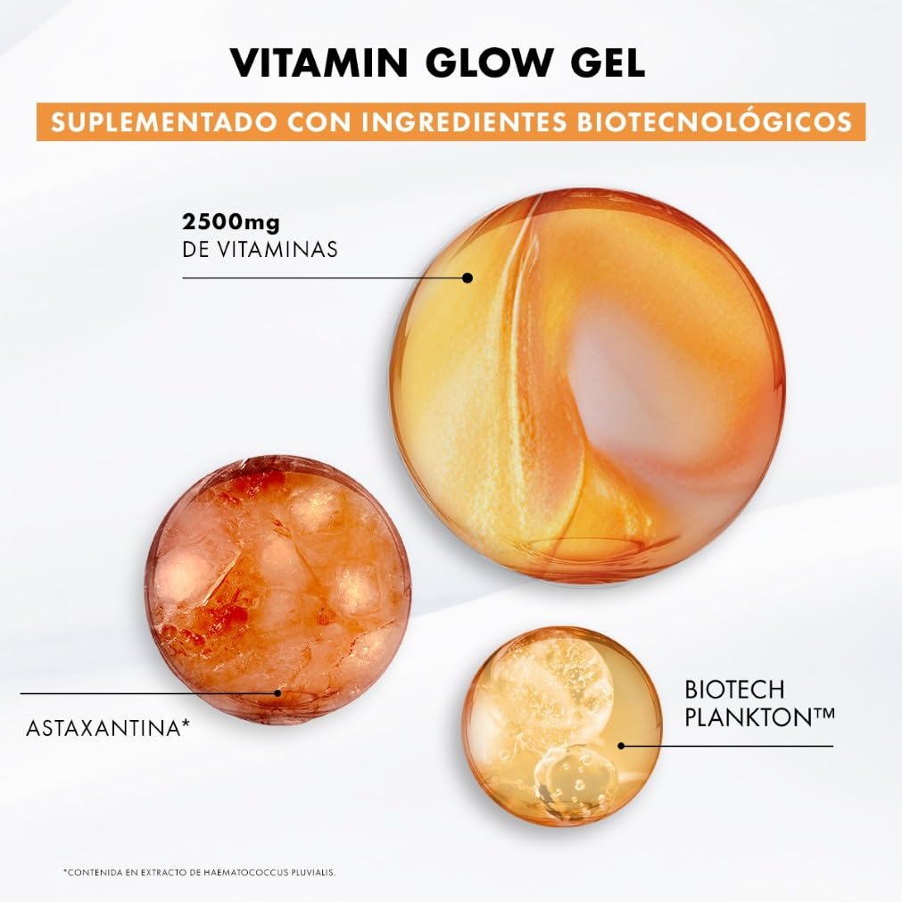 Biotherm Aquasource Vitamin Glow, Gel Crema Hidratante, Rostro Luminoso, Barrera Cutánea Reforzada, Enriquecido con Vitamina B3 y Astaxantina, 50 ml.
