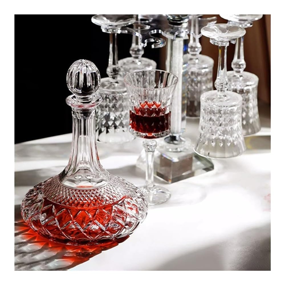 birene Decanter Decanter for Vino a Cascata con Coperchio, caraffa in Cristallo Scintillante for Uso Domestico