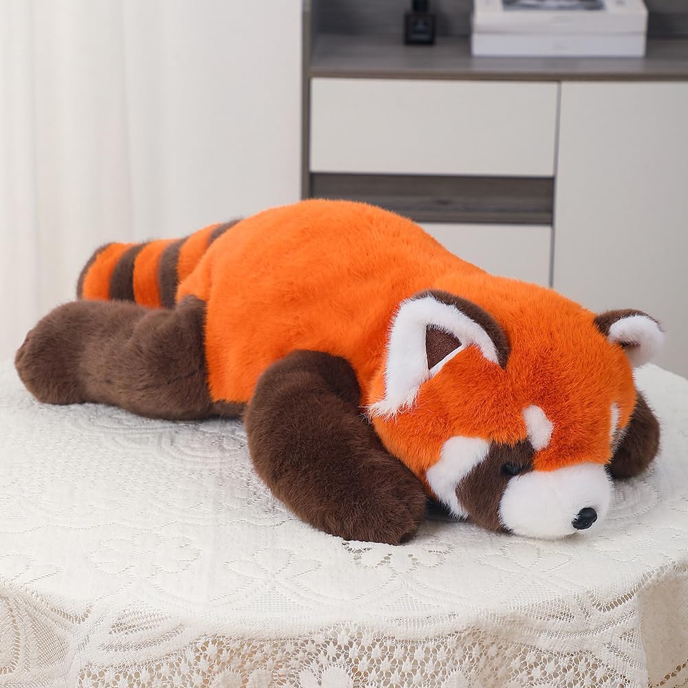 Red Panda Plush Stuffed Animal - Sleeping Plush Toy Pillow, Cute Hugging Plushie, Room Decor, Christmas Birthday Gifts for Kids Girls Boys (25.5in)