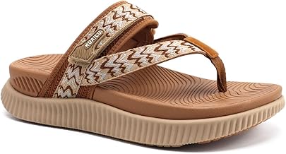 KuaiLu Womens Orthopedic Flip Flops With Arch Support Adjustable Thick Athletic Cushion Recovery Walking Sandals For Woman Ladies Fashion Comfortable Flip-Flop Slides, Water Resistant & Lightweight