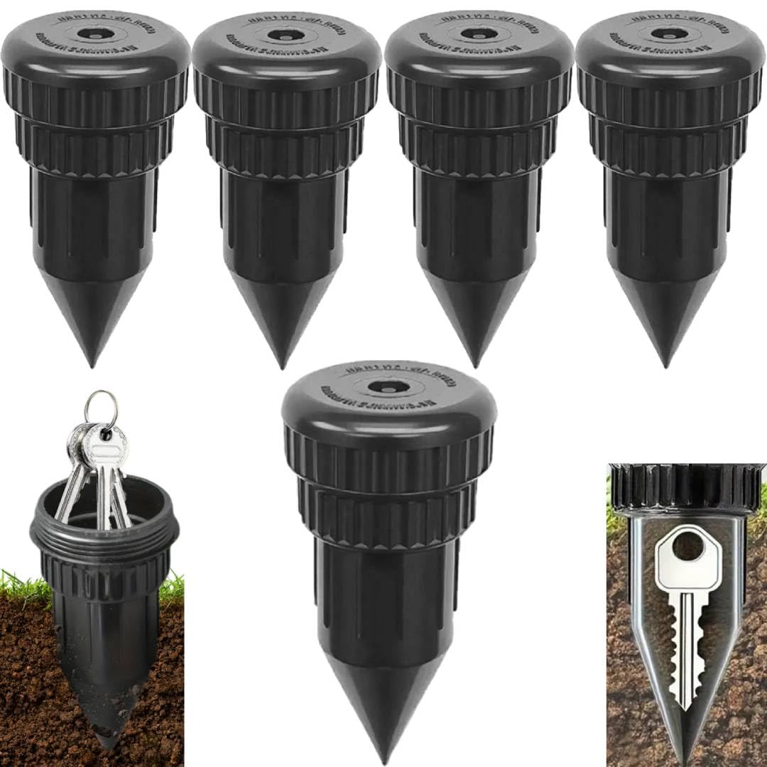 Fake Sprinkler Key Hider with Storage Box, Hide A Key Cash Hider Sprinkler Head, Outdoor Key Holder for House Keys, Car Keys, Waterproof Camouflage Key Safe,Easy Push Into The Ground-5PCS