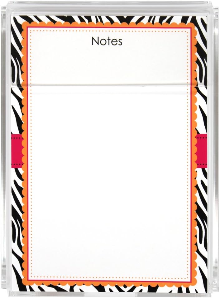Ultra Chic Zebra Memo Sheets and Acrylic Holder, 150 Note Papers, 5"x7" Memo Pad, Notes, Stationery, Desk Accessory, Mother's Day Gift, Unique Gift for Mom and Women