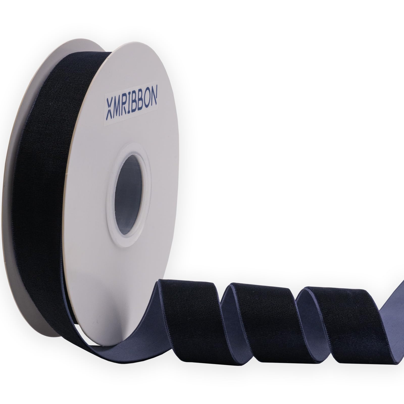 XMRIBBON Navy Blue Velvet Ribbon Single Sided,1 Inch by 10 Yards Spool
