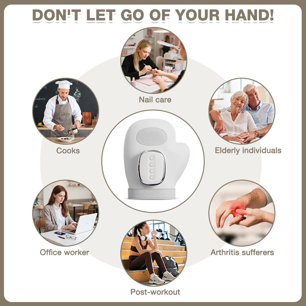 Handmassagegerät, NAVESO Intelligenter Hand Massagegerät mit Wärmekompression, Tragbare Elektrische Handmassage mit 3 Mode Geschenke für Frauen und Männer