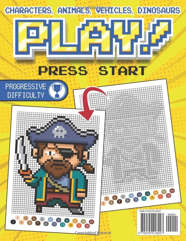 Color by Numbers for kids ages 4-8: Pixel art Color by numbers Animals Cats Dogs Cars Nature Sports and Dinosaurs | Pixel art Coloring by numbers Large print for girls and boys - Image 2