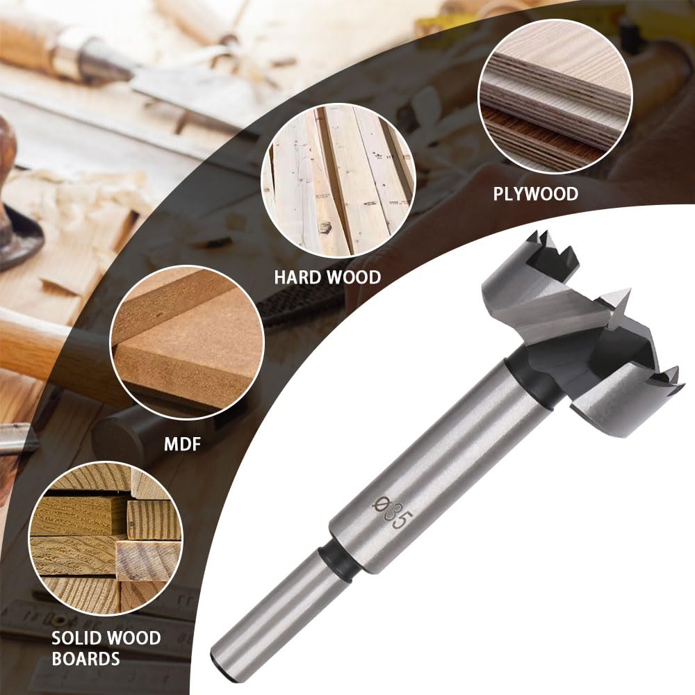 LNJBABAO 35mm Forstner Drill Bit Forstner Bit Wood Drill Bits for Holes Hinge Cutter for Woodworking (diameter 6mm - Image 2