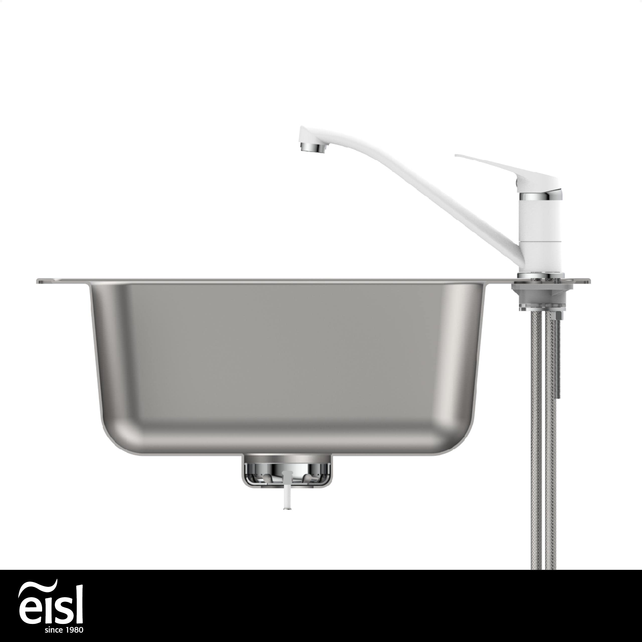EISL Speed NI182SCR-W Robinet de cuisine, robinet d'évier, robinet de cuisine, chromé/blanc