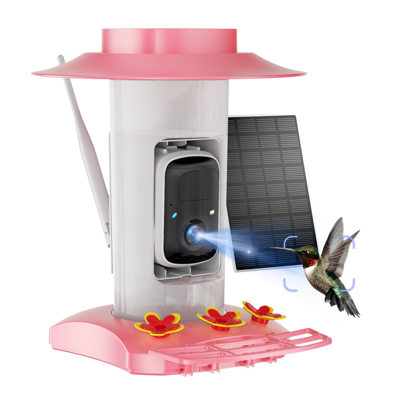 Photo 1 of Hummingbird Feeder with Camera Outdoor, SV3C Hanging Bird Feeder with Ant Moat & Bee-Proof, HD 2K Solar Powered, AI Bird Identify, Instant App Alerts, Auto Capture, Hummingbird Lover Gifts, 21oz, Pink