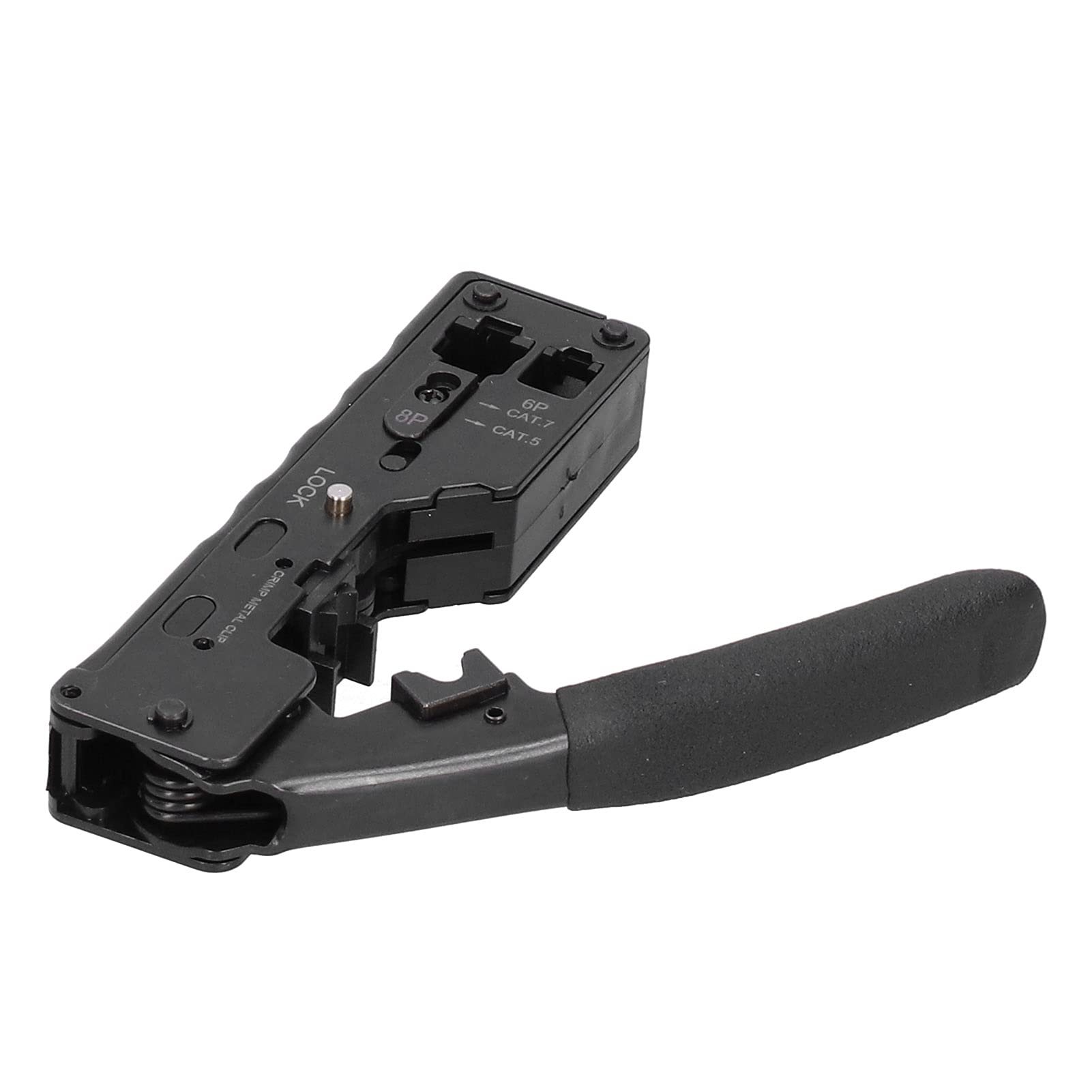 Pince à sertir professionnelle pour câbles réseau, à cliquet, pour connecteurs RJ45 et RJ12 (Cat5e, Cat6, Cat7). Construction en acier à haute teneur en carbone avec poigné