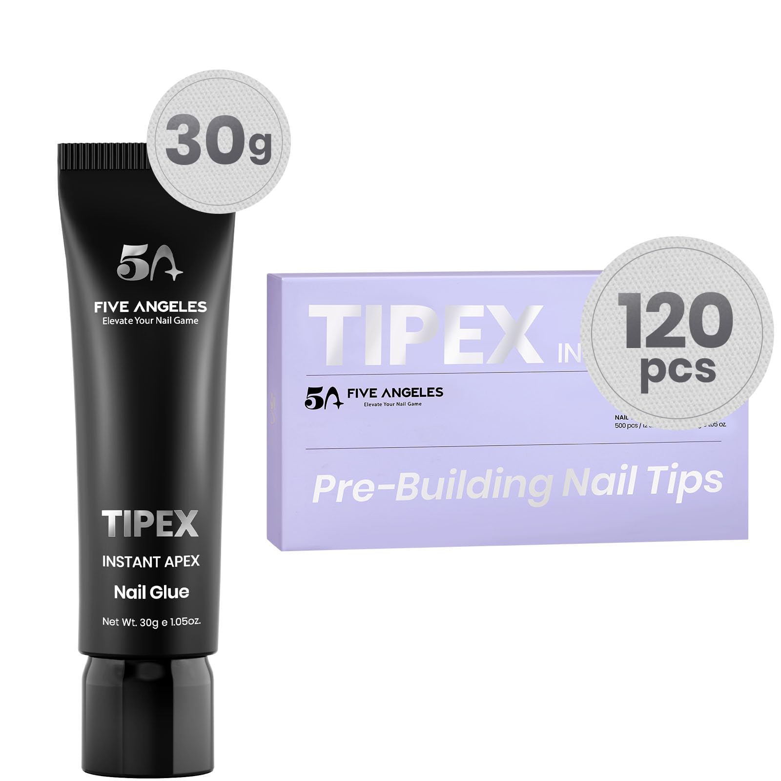 Tipex Instant Apex Nail Tips 120 Pcs of Thicker Long Coffin Half Matte Acrylic Nails & 30g UV Nail Glue