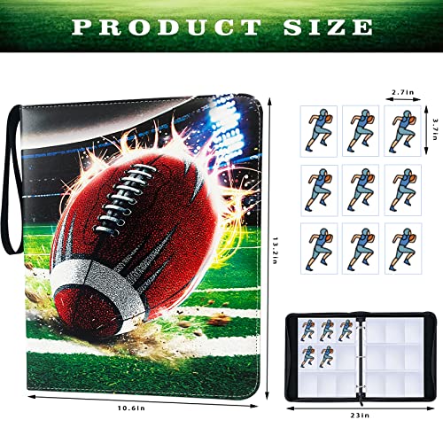 900 Pockets Football Cards Binder,Trading Cards Holder Card Collectors Album,Trading Card Binder 9 Pocket With 50 Removable Sleeves For Football Card And Sports Card #TOP1