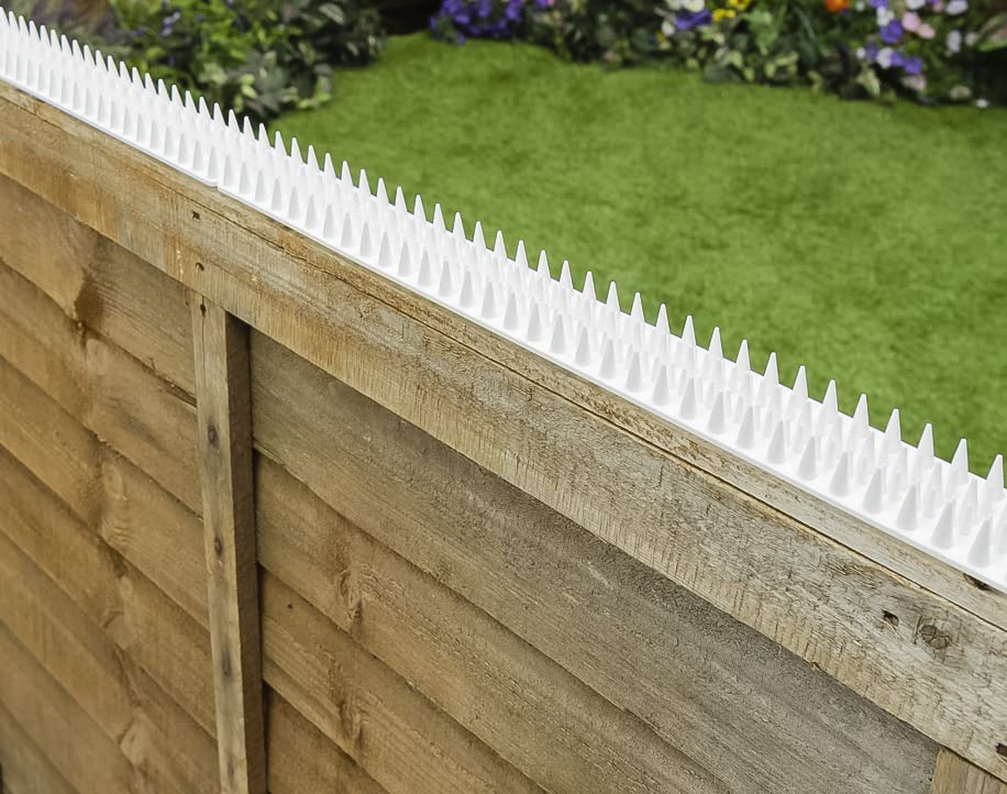 Primrose Fence Spikes - Cat Garden Wall Security Anti Climb Detterent Spike Strips - White - Pack of 8