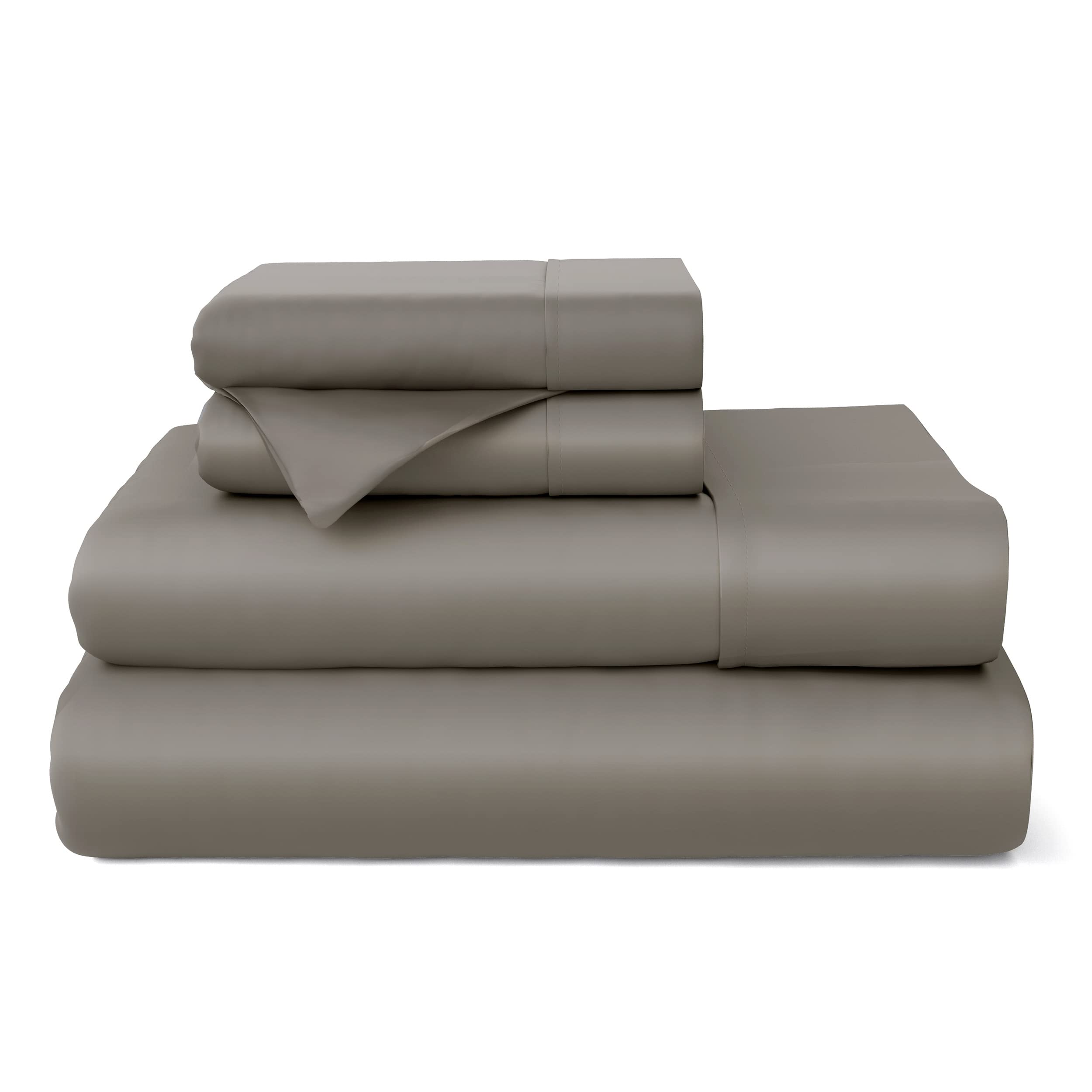 Cosy House Collection 100% Rayon Derived from Bamboo Bed Sheet Set - Cooling, Breathable, Silky Soft 4-Piece Deep Pocket Bedding Set (Queen, Grey)