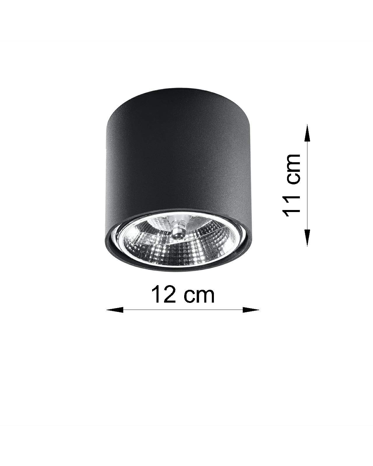 Okrągła lampa sufitowa czarna Ø 12 cm wys. 11 cm mała metalowa GU10 spot lampa sufitowa korytarz salon