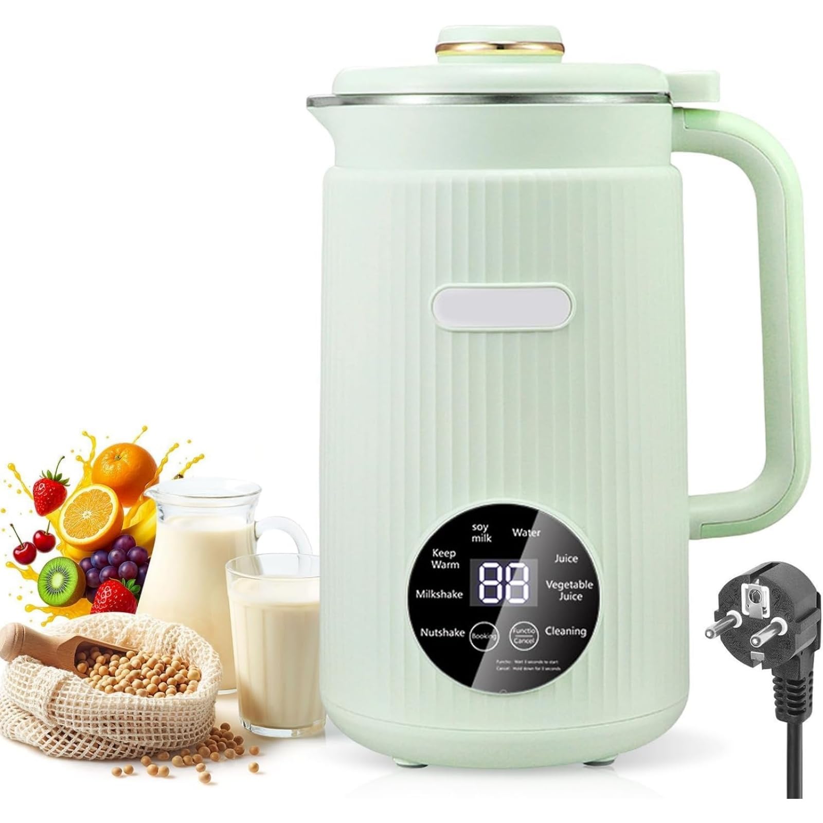 MylkBar Deine 8-in-1 Pflanzenmilch-Maschine Mit Selbstreinigung, 1200 ml Milchbereiter Für Hafermilch, Sojamilch, Nussmilch, Smoothies, Säfte Und Porridge (Grün)