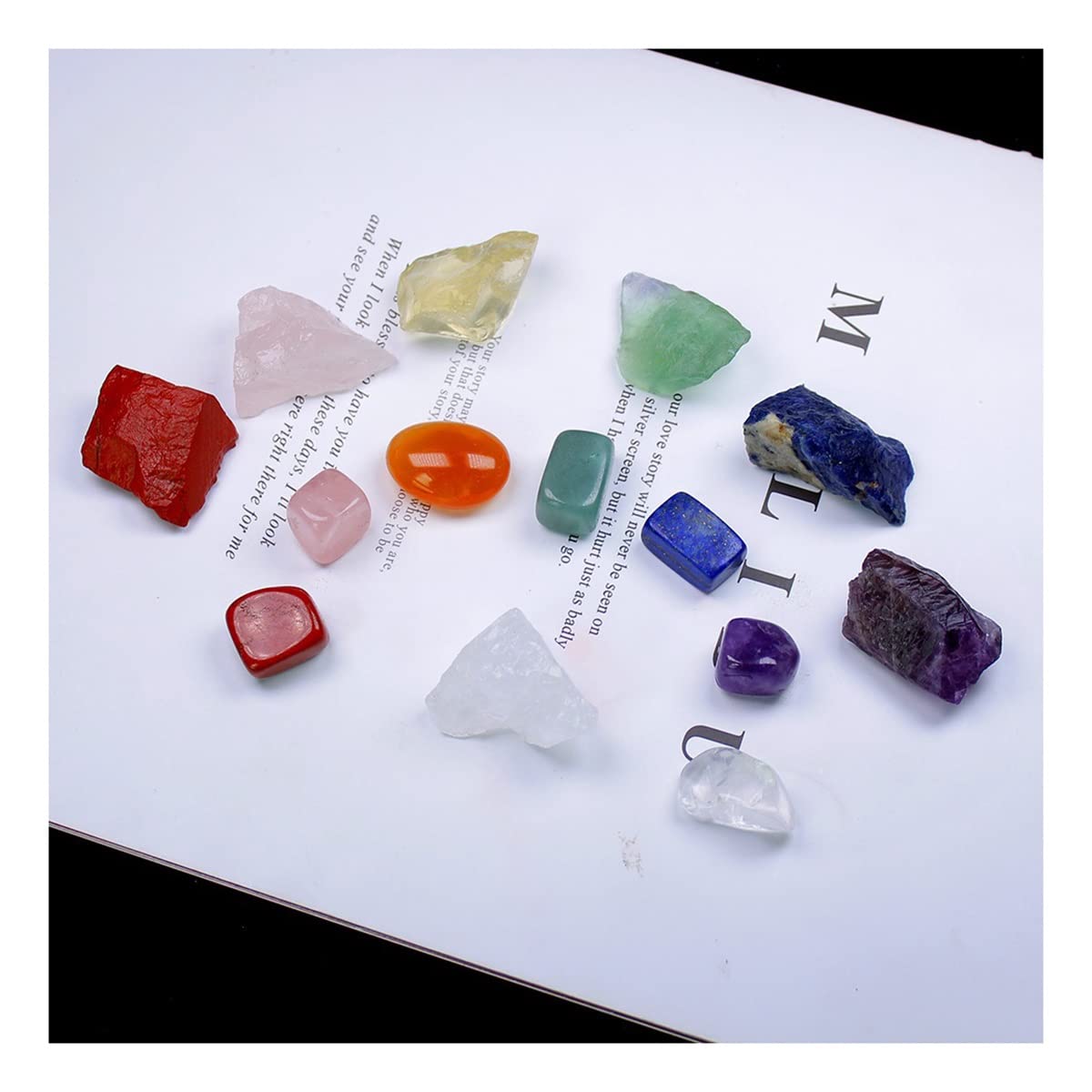 Piedra de siete chakras LQYXGS en estuche de 14 piezas de piedra de cristal para regalar