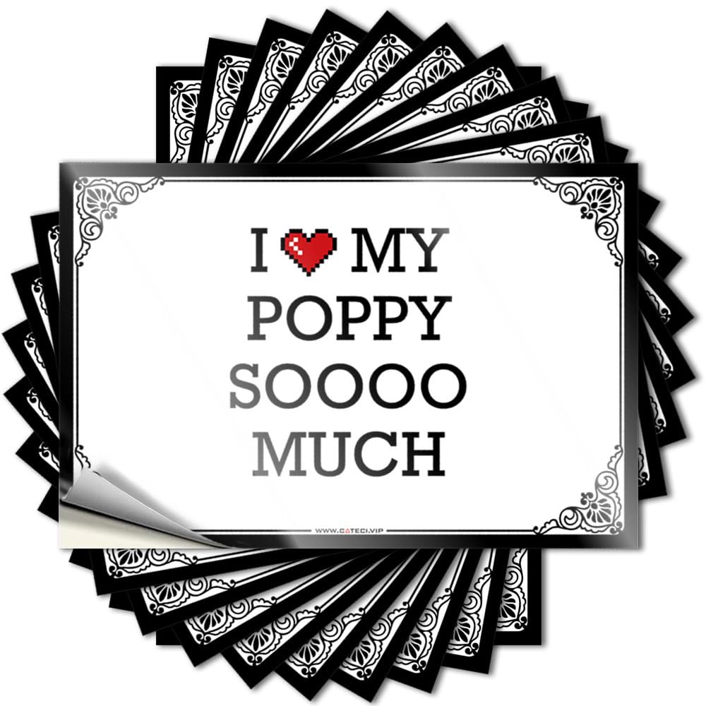 Fzfn Girls Colour I Love My Poppy Soooo Much Coffee Funny Bathroom Decor - Bumper Case Removable Vinyl Decal(8X12cm)
