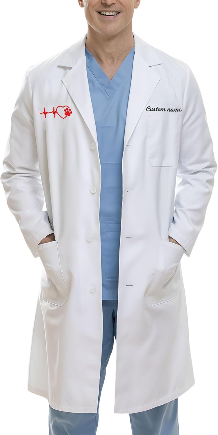 Personalized Embroidered Veterinarian Lab Coat for Men & Women, Customizable Medical Coat, Ideal Gift for Vets