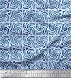 Soimoi Azul satoon Crepe japon Tela Talavera poblana ootnico Tela Estampada Impresa por Metro 42 Pulgadas de Ancho