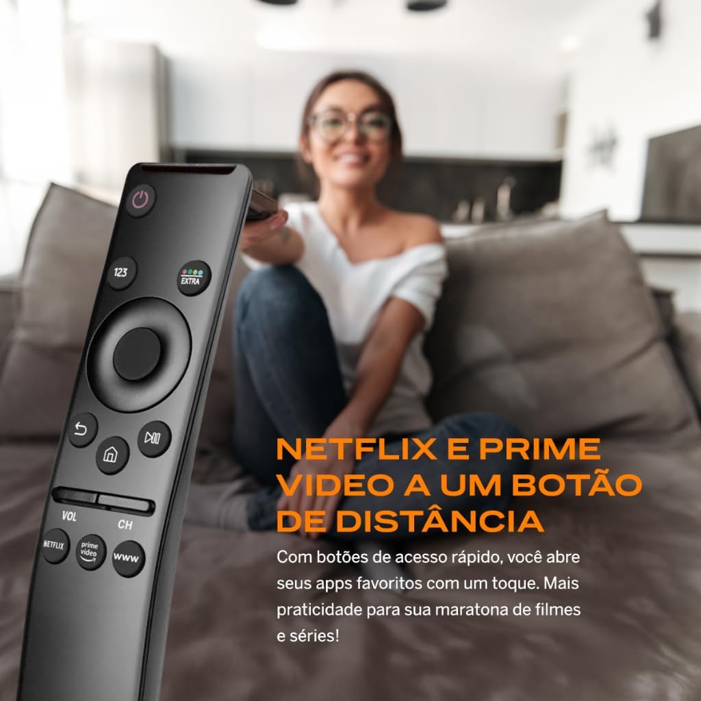 Controle Remoto para Smart TVs 4K com Botões de Atalho de Streaming - Compatível com Modelos Samsung
