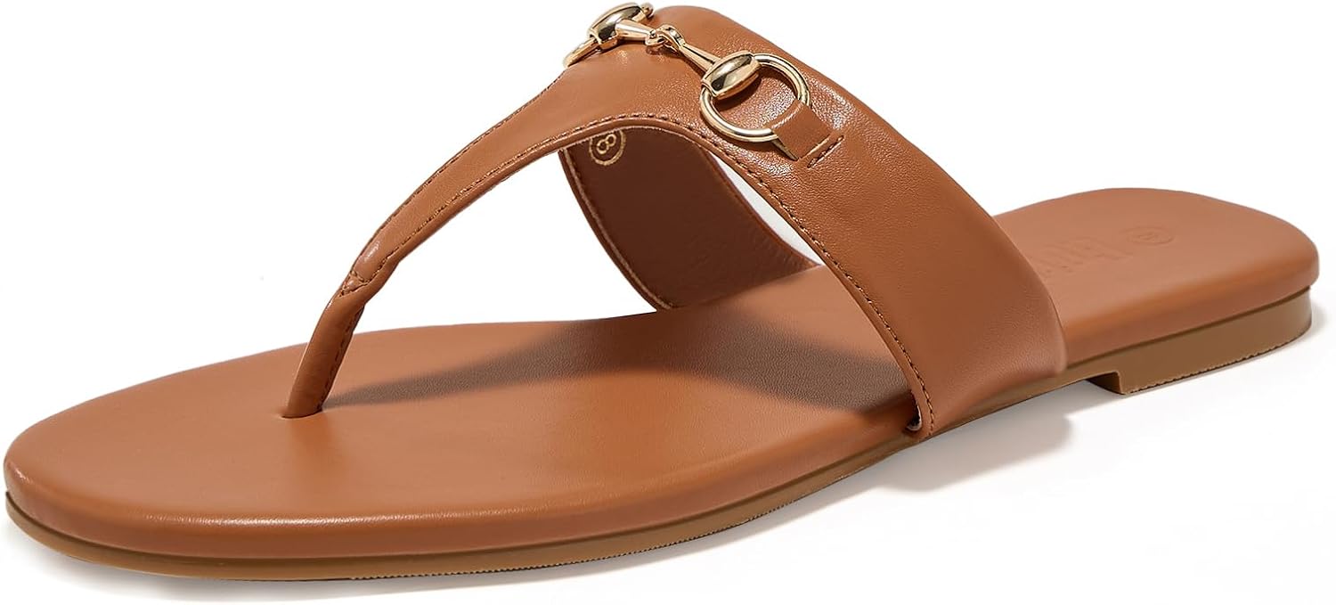 Women's Flat Sandals Metal Chain Flip Flops Summer Comfortable Slip on Slippers Dressy Shoes