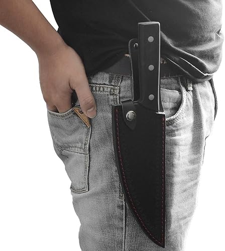 Miniatura 2 de DONGKER Funda de cuero para cuchillos de 8 pulgadas, soporte vertical recto para cuchillo de chef de cocina de 8 pulgadas