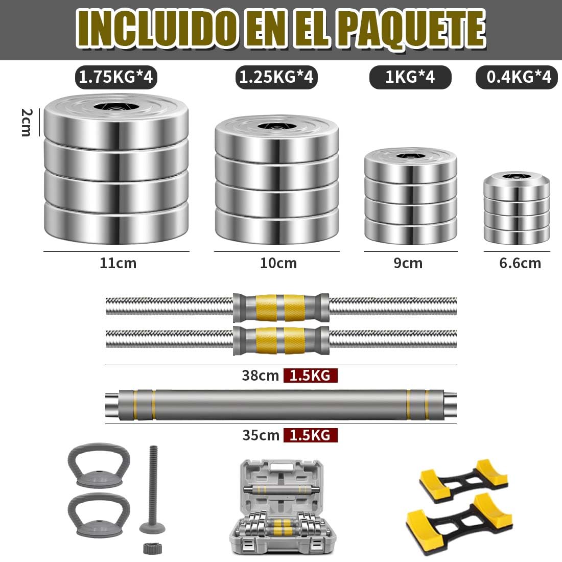 PHOEROS Juego de Mancuernas Ajustable-Set de Pesas 20/30/40KG,Mancuernas Barra Pesas Rusas 3 en 1,Mancuerna de Acero Par para Fitness Entrenamiento,Equipo Gimnasio Casa para Hombres y Mujeres