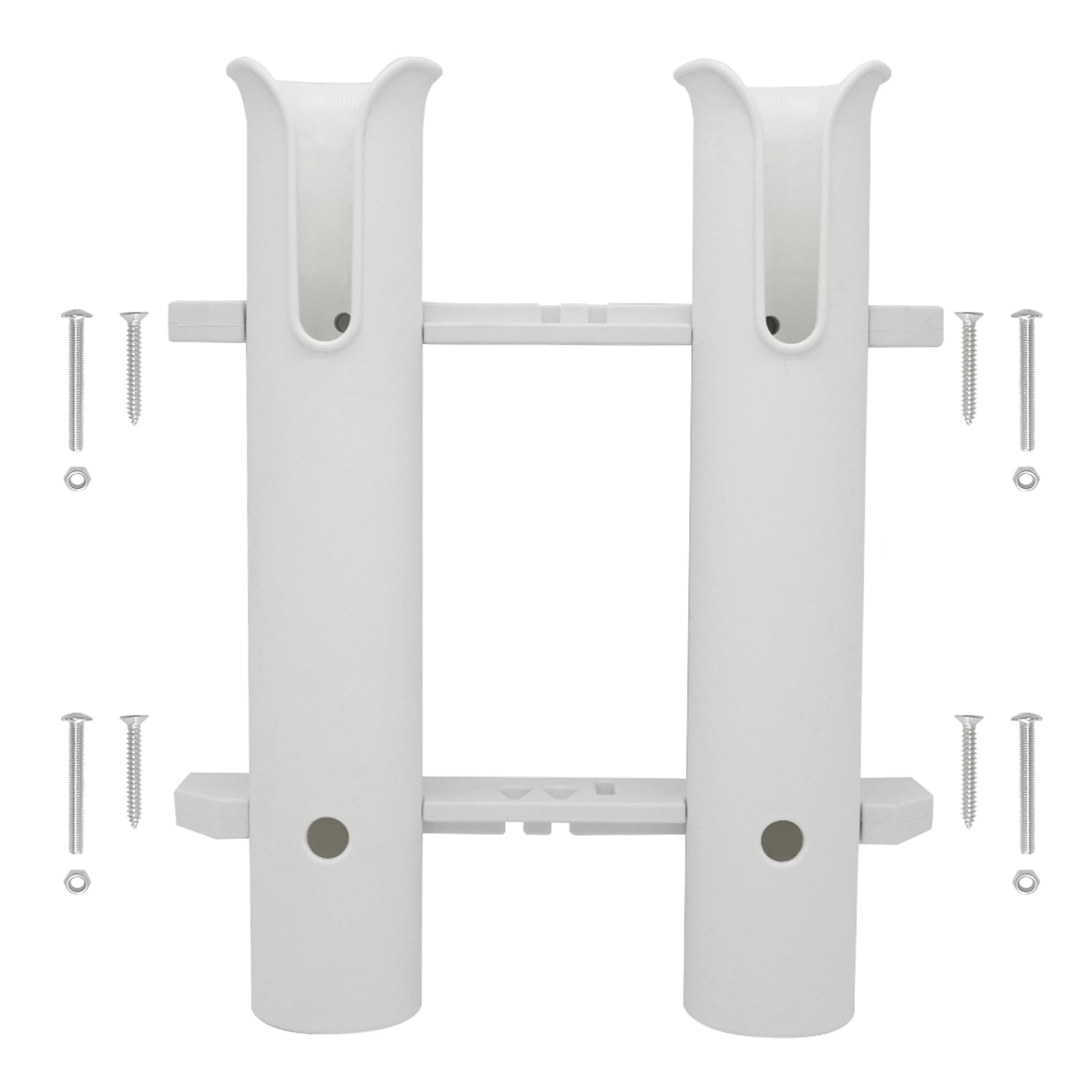 Hiumi Two Pole Side Mount Rod Holder, White Rod Rack for Milk Crate