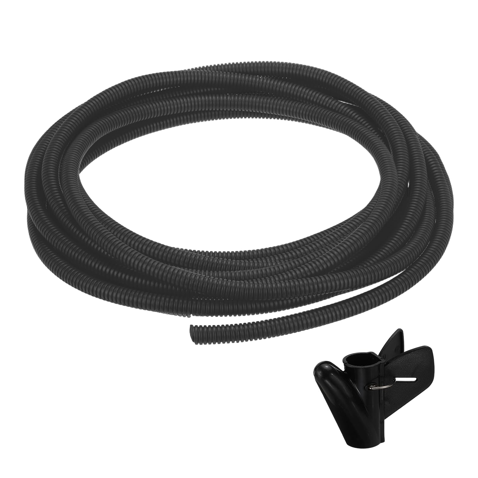 sourcing map Split Wire Loom Tubing 1/2"(12mm) ID 20FT(6m) with Installation Tool, Heat & Cold Resistant -40F to 257F Plastic Flexible Conduit Cord Protector for Electrical Wires Cable, Black