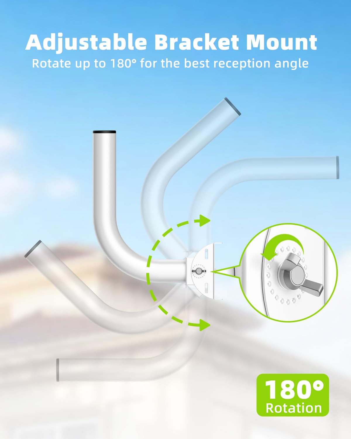 KORYCE Universal Wireless Bridge Bracket Mount, 2-Pack J Pole Mounts, 180 Adjustable Wall-Mounted Mount for Outside Antenna Starlink, Outdoor Bracket for AP Access Point Client CPE