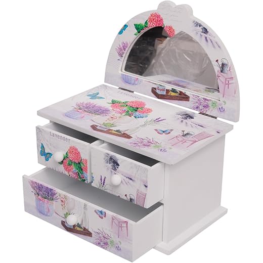 CherryBox White Flower Print Jewelry Box