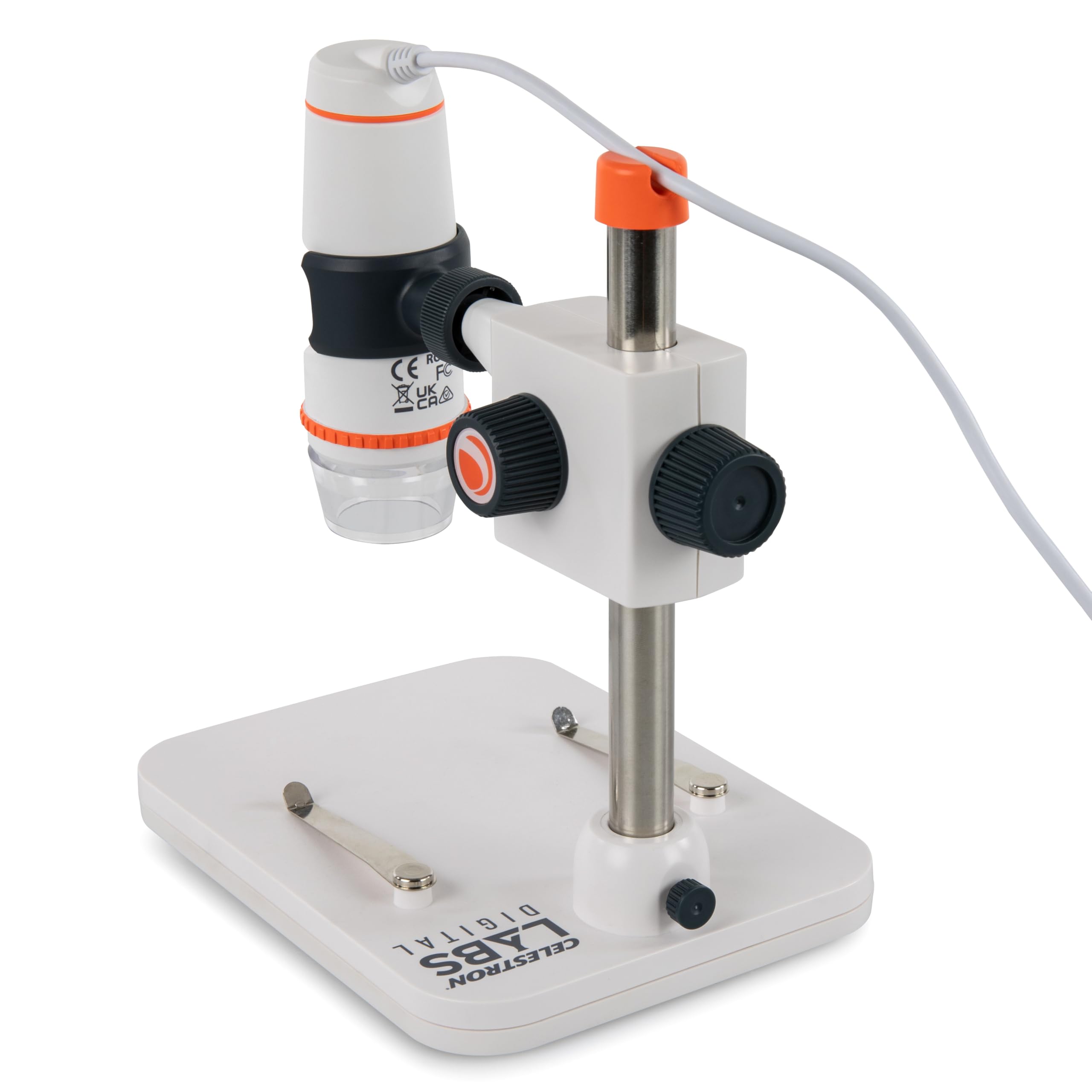Celestron 44308 Microscopio digitale manuale Pro, Ingrandimento 20x-200x, Grigio/Bianco