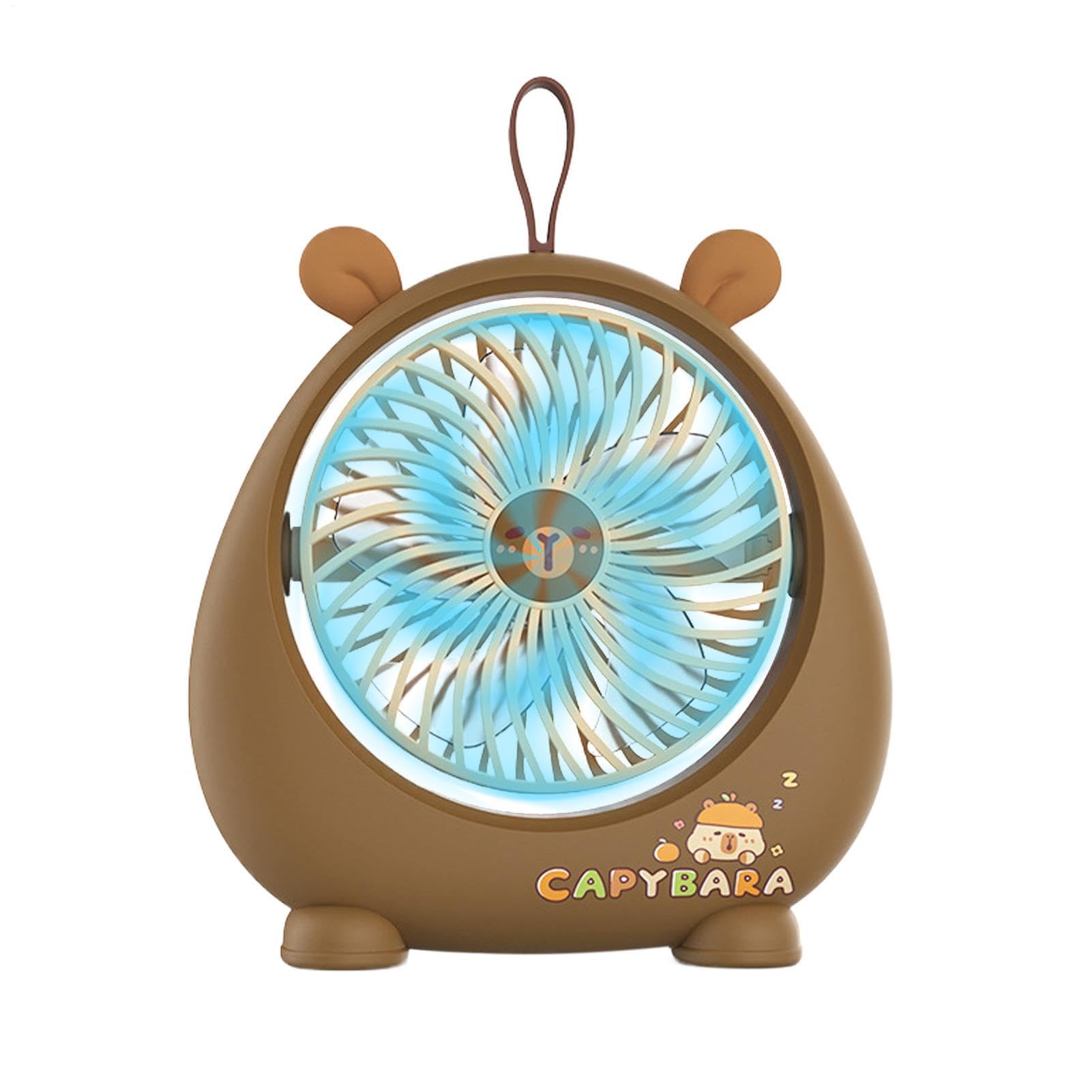 Ventilateur de bureau rechargeable à 2 vitesses modèle dessin animé silencieux pour chambre