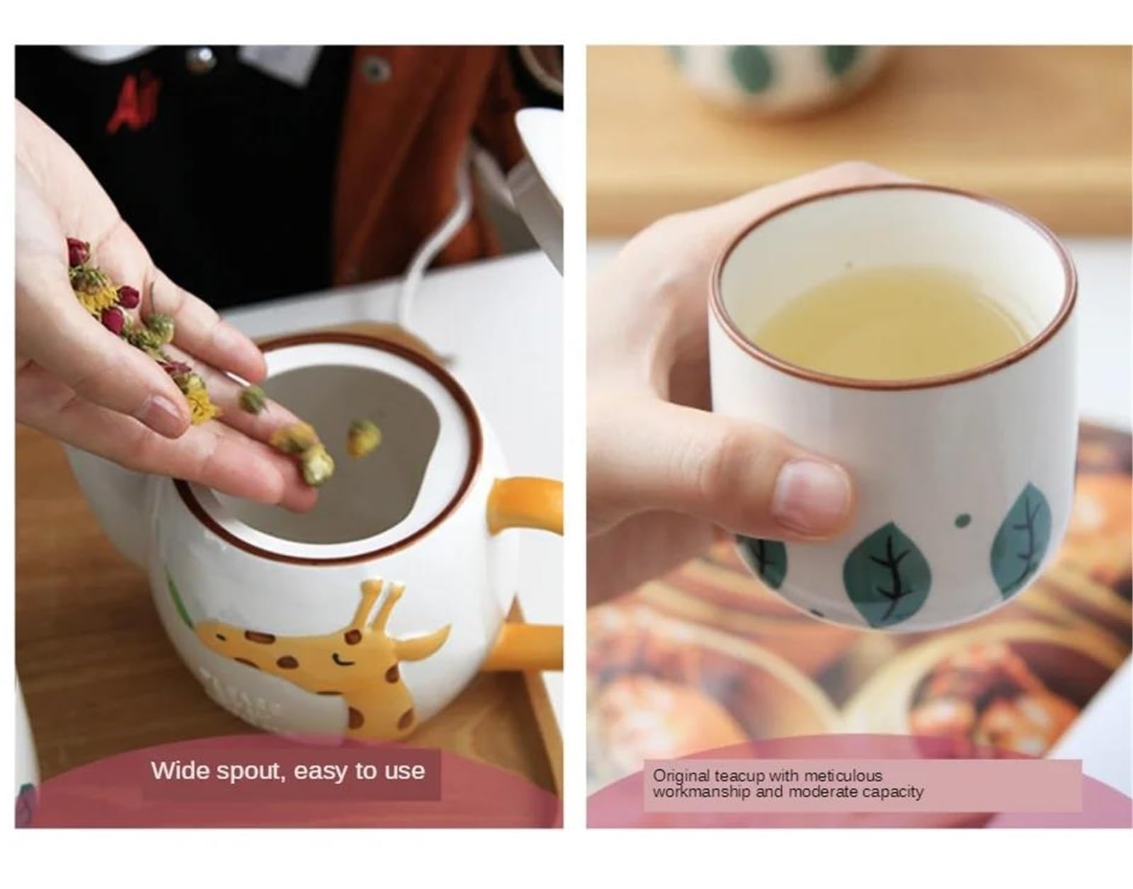 Teiere Servitori Di Caffè Set Da Tè Da Viaggio Set Di Tazze Per Teiera Osso Per Uso Domestico Set Tazze Per Tè Al Latte Al Latte Set Tè Per Caffè In Ceramica Coreano Animale Cartone Animato Teiere Ser