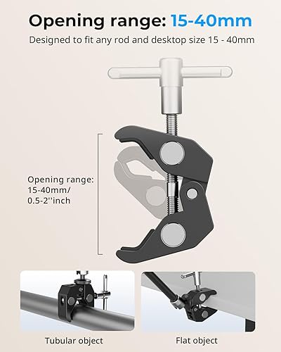 Vista 35 de SMALLRIG Super Clamp con rosca de 1/4 y 3/8 pulgadas y brazo mágico articulado de potencia de fricción ajustable de 5.8 pulgadas con tornillo