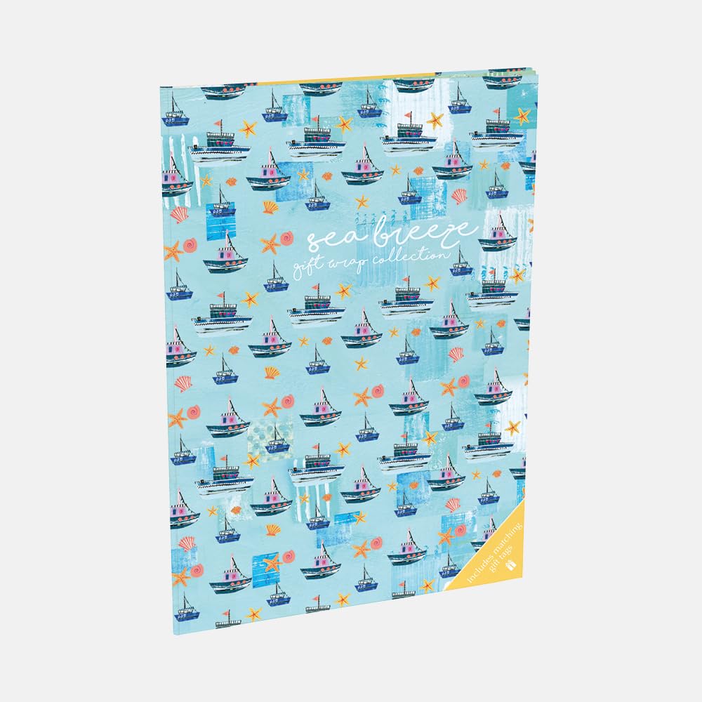 Gifted Stationery Company Gift Wrap Collection – 10 Premium Decorative Wrapping Sheets & 22 Matching Gift Tags – Gift Wrap Book for All Occasions (Sea Breeze)