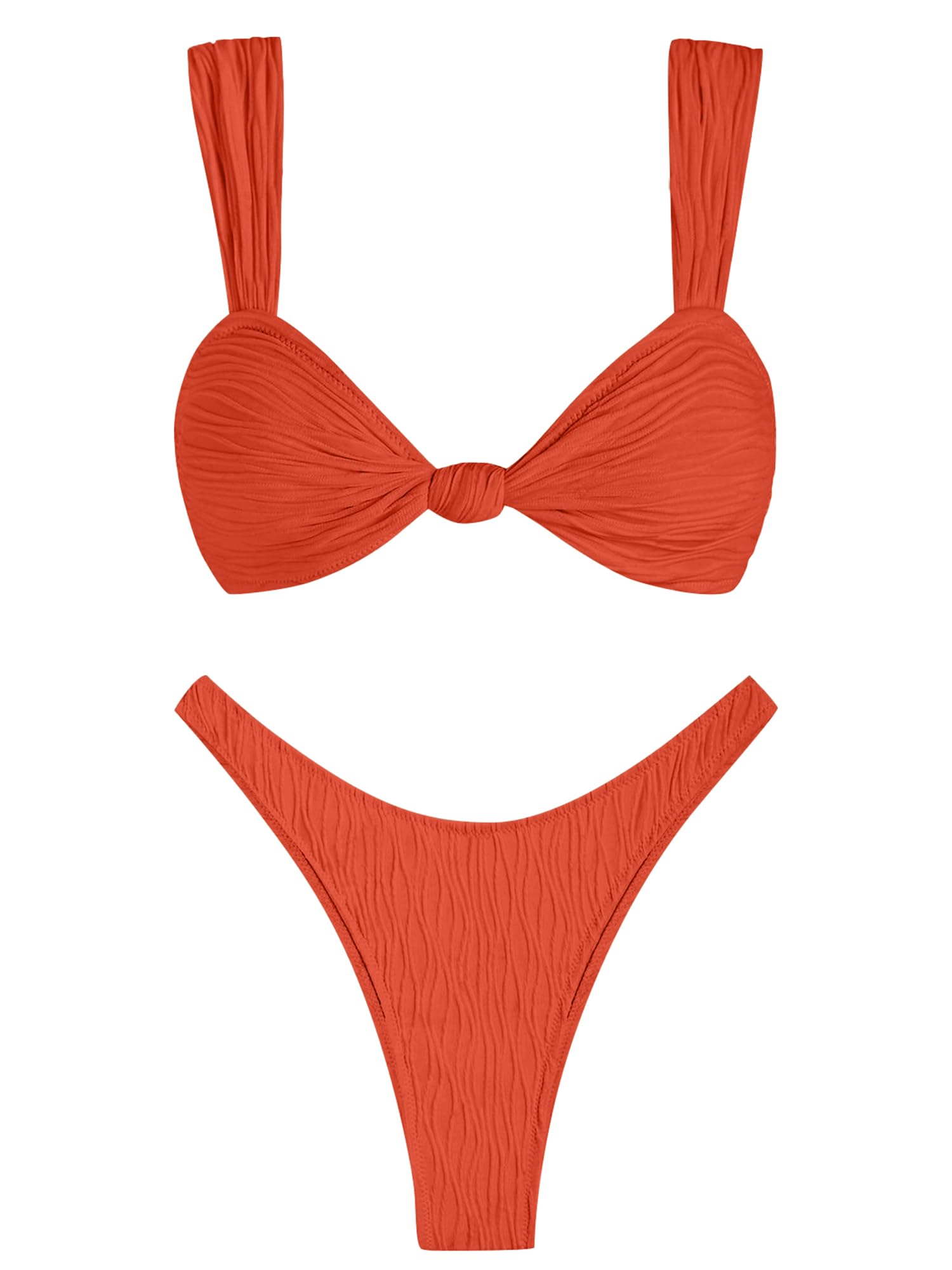 ZAFUL 2025 Cheeky Bikini Sets for Women High Cut Swimsuit Textured Ribbed Bikini Thong Bathing Suit