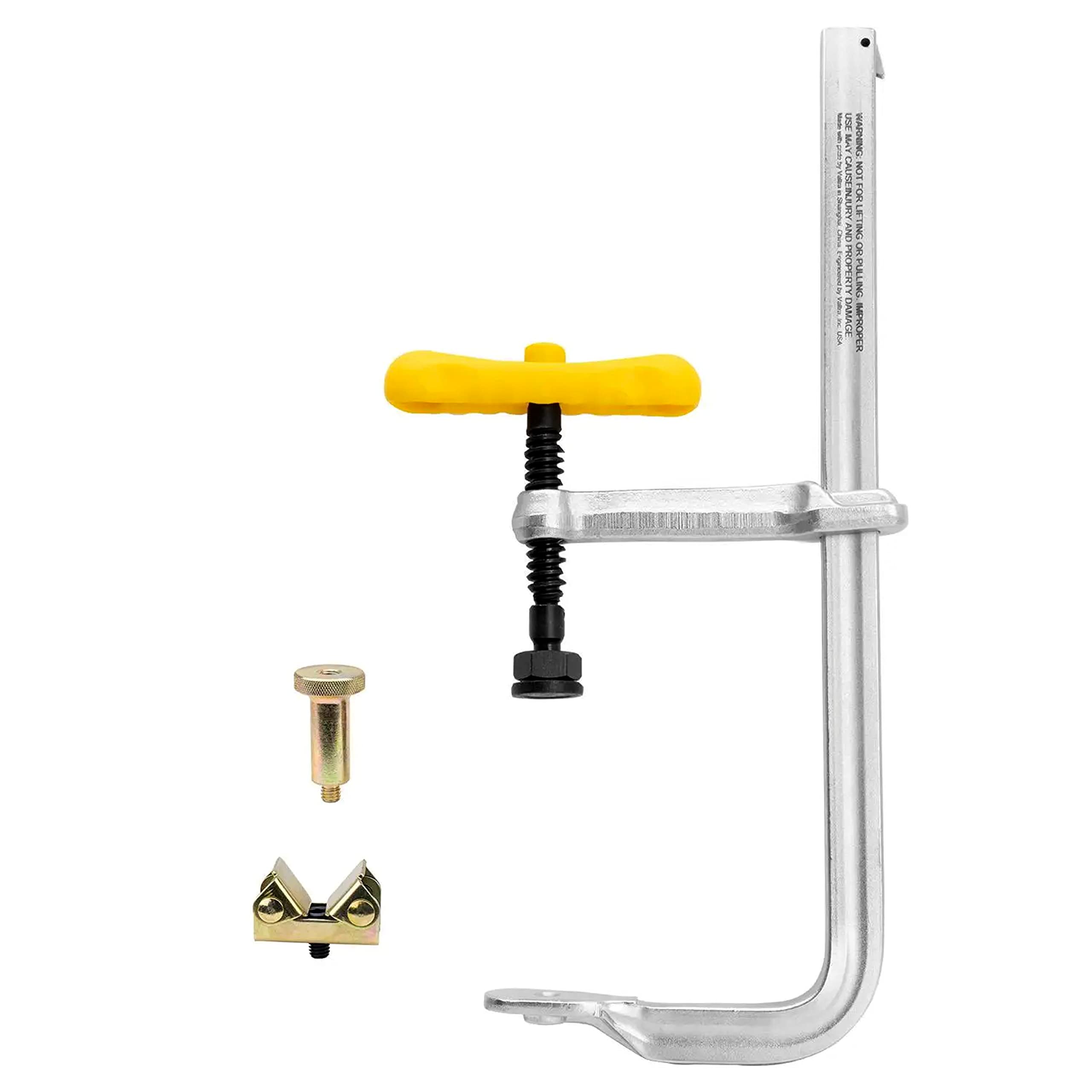 Strong Hand Tools Nickel Heavy Duty Bar Clamp, 4-In-1 Clamp, Capacity: 12-1/2", Clamping Pressure: 1,200 Lb, Sliding Arm, Extender Block, V-Pad, Ug125xg-C3,