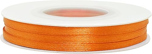 Miniatura 322 de Cinta de satén rosa polvoriento de doble cara de 1/4 pulgadas x 50 yardas, cintas de poliéster polvorientas para envolver regalos, cinta de tela