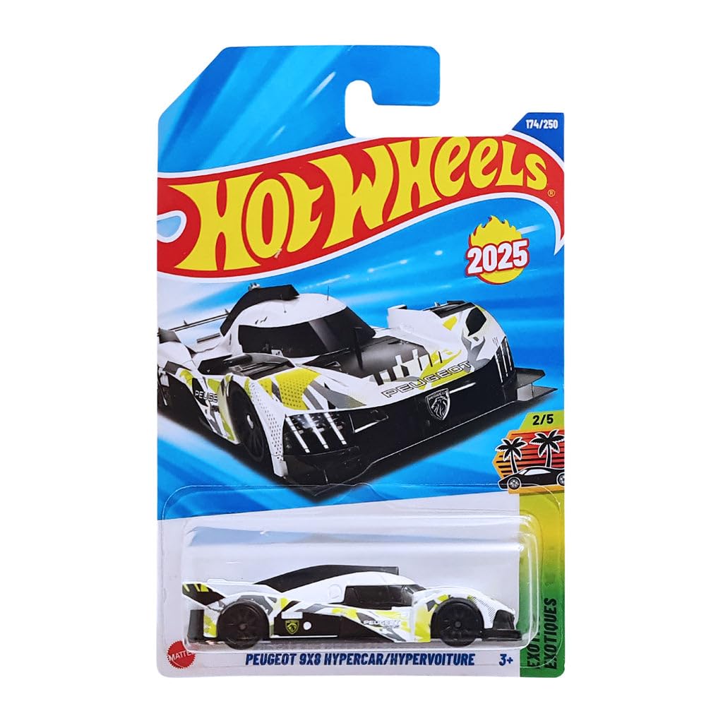 Hot Wheels Peugeot 9X8 Hypercar Hypervoiture HYW11 HW Exotics 2/5 Short Card Peugeot Licence Mattel 2025 1:64