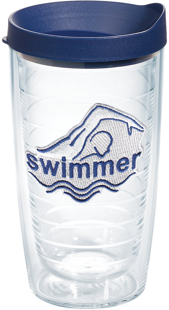 Gobelet avec emblème Tervis 473 ml transparent et son couvercle bleu marine pour boisson
