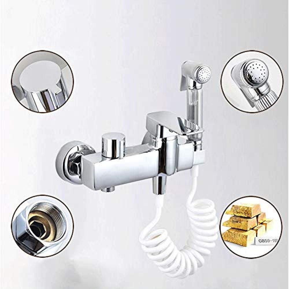 Ręczny spryskiwacz idet, idet, wiertło gwintowe, bidet, środek do czyszczenia bidetu, toaleta partnerska, pistolet natryskowy do kranu ściennego wszystkie dysze miedziane (podwójna mieszanka) (kolor: SI
