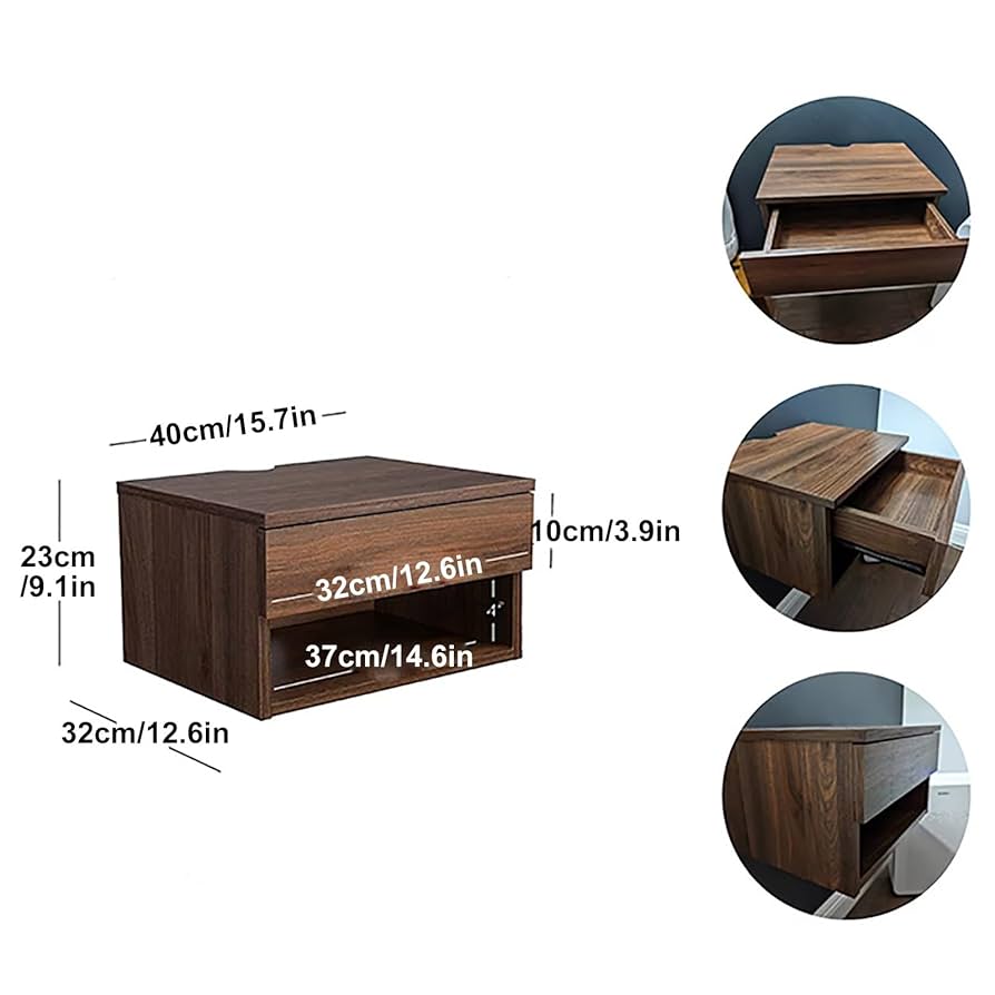 Amazon.co.jp: 壁掛けナイトスタンド、引き出し付きモダン