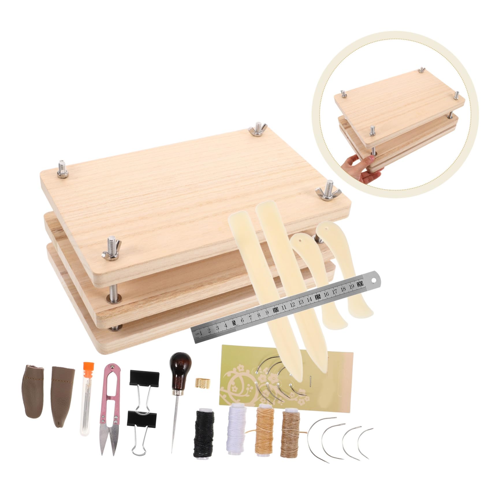 Zerodeko Kit para Hacer Libros, Prensa de Encuadernación de Madera y Metal, Portátil, para Restauración de Libros Antiguos y Bricolaje de Encuadernación