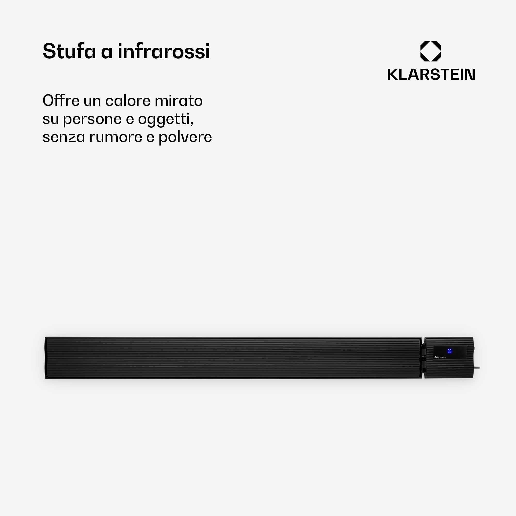 Blumfeldt Stufa Elettrica Basso Consumo con Display LED, Colonnina Elettrica da Giardino 3000W, Termosifone Elettrico, Pannello Radiante Infrarossi con Telecomando, IP44, No CO2